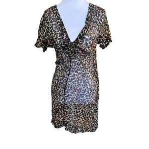 Vintage Blumarine Bluegirl Silk Leopard Sheer Dress Beach Cover Up Italy S